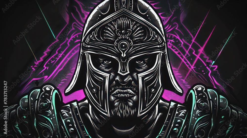 Naklejka premium The knights helmet, a symbol of honor and sacrifice, hides eyes filled with courage, seen closeup