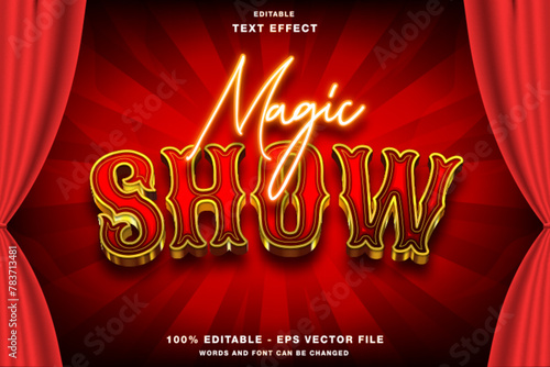 Magic Show 3d Editable Text Effect Template Style Premium Vector