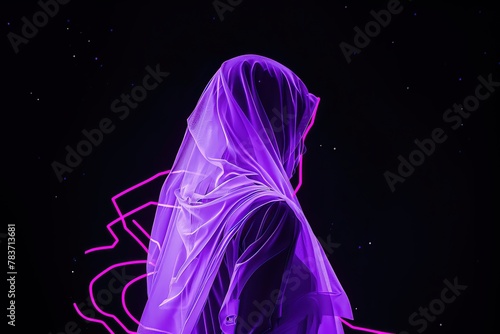 With each step, the ghosts translucent figure moves silently, its mystery deepened in closeup