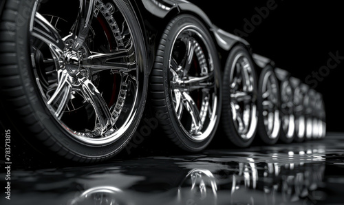 Awesome cool designed car rims standing in a straight line © RobertNyholm