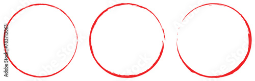 Red circle line hand drawn set. Highlight hand drawing circle isolated on white background. Round handwritten circle. For marking text, note, mark icon, vector. Vector illustration. Eps file 335. photo