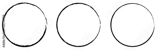 Set of hand drawn black circles and ovals. Highlight circle frames. Ellipses in doodle style. Vector illustration isolated on white background. Vector illustration. Eps file 341.