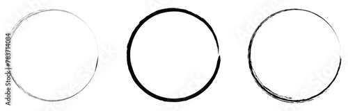 Black circle line hand drawn set. Highlight hand drawing circle isolated on white background. Round handwritten circle. For marking text, note, mark icon, vector. Vector illustration. Eps file 343. photo