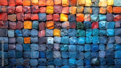 抽象的なキューブモザイクの色彩スペクトラムのテクスチャ背景