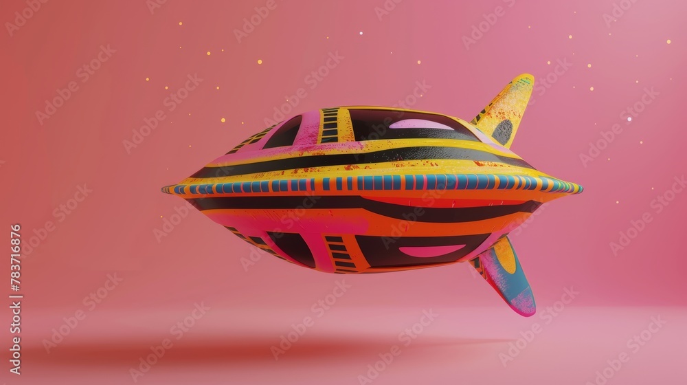 A quirky isolated flying object with a Memphis style pattern AI generated illustration A quirky isolated flying object with a Memphis style pattern AI generated illustration