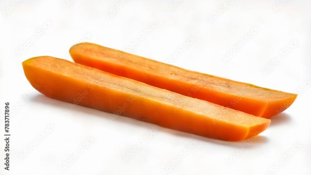 Freshly cut orange carrots on white background Freshly cut orange carrots on white background