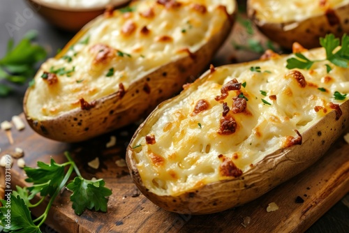 Aromatic Baked potatoes. Cooking oven cuisine. Generate Ai