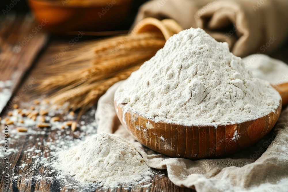 Sturdy Bakery flour table. Food baker. Generate Ai Sturdy Bakery flour table. Food baker. Generate Ai