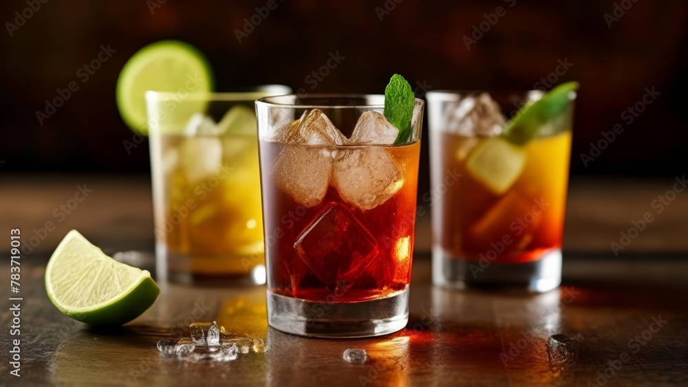 Fototapeta premium Refreshing cocktails with a twist of lime ready to enjoy