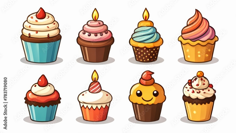 Six delightful cupcakes each with its own unique charm Six delightful cupcakes each with its own unique charm