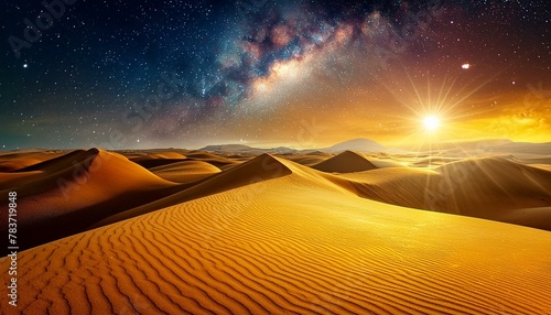 Expansive, golden sand dunes with a perpetual soft breeze that seems to whisper ancient photo