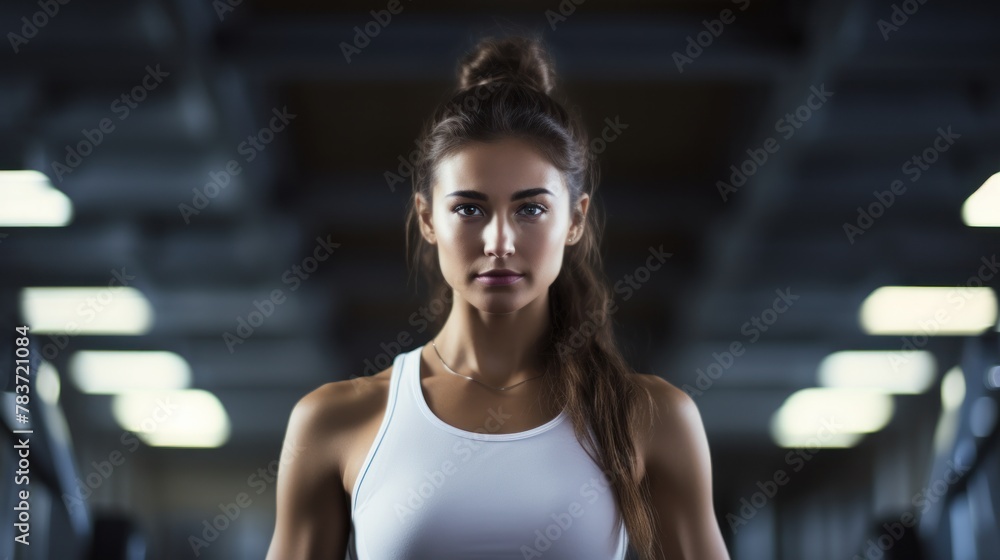 Beautiful young Spanish woman in an exclusive minimalistic gym Beautiful young Spanish woman in an exclusive minimalistic gym