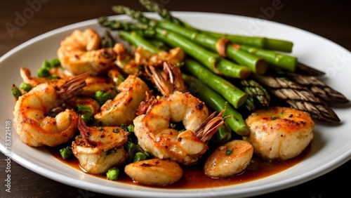  Delicious seafood and asparagus dish ready to be savored