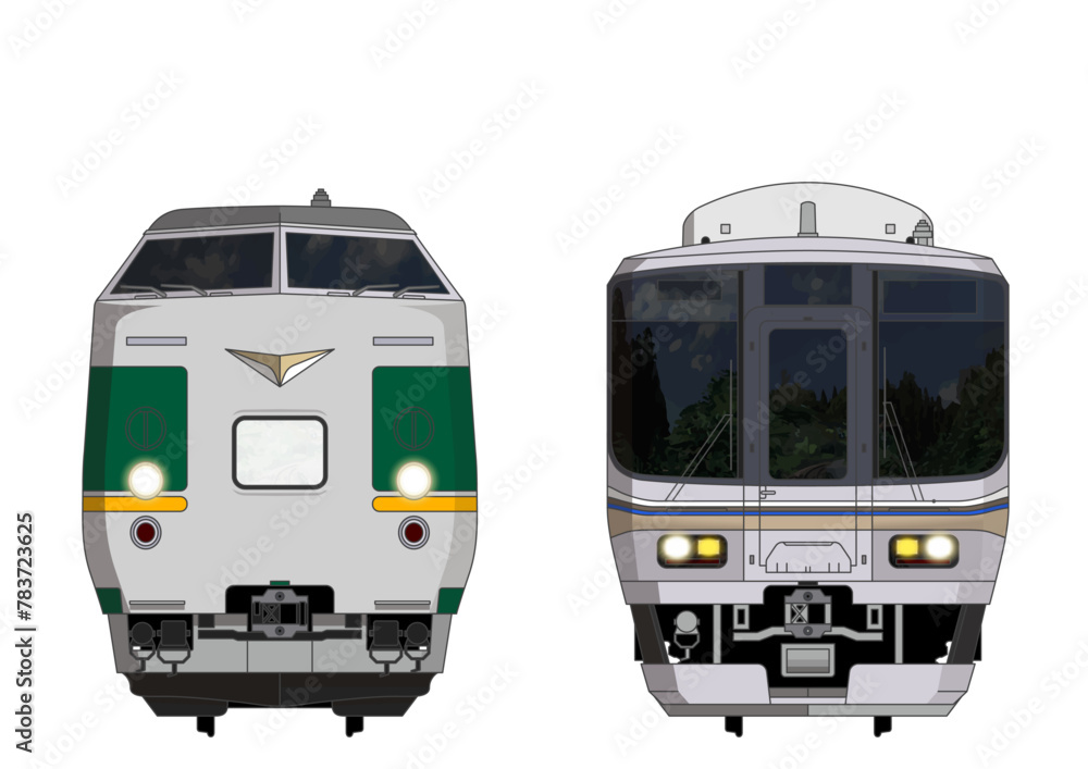 岡山の列車No.1_381系100番台 / 223系5000番台_Japanese Railroad Cars in 岡山の列車No.1_381系100番台 / 223系5000番台_Japanese Railroad Cars in