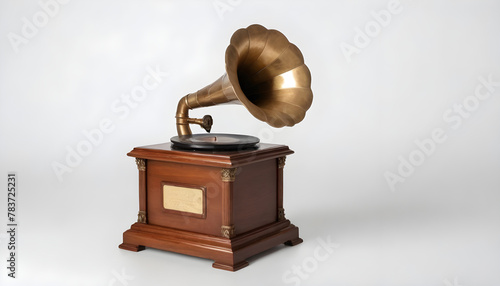 Clipping path for object vintage gramophone isolated on white 4