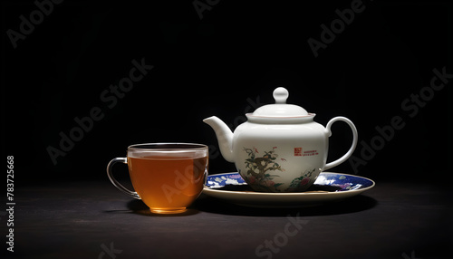 Puer tea against a dark background 1