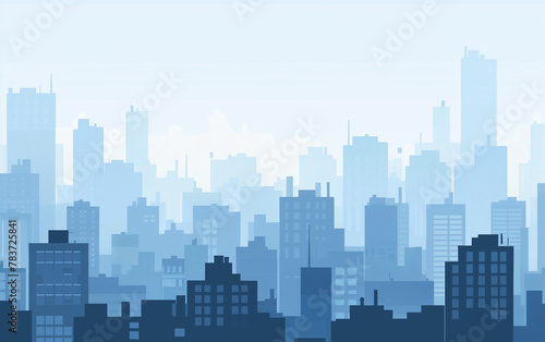 Flat style illustration of city buildings,created with Generative AI tecnology.