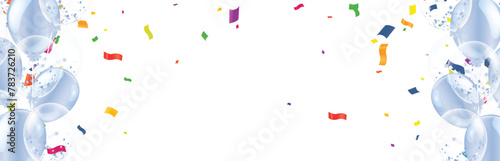 Party banner with blue balloons background. grand Opening Card luxury greeting rich