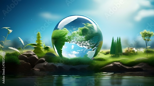 Ai Generated Illustration Showing a view of World Environment day and green house effects on the environment and human health © Ahsan Ali