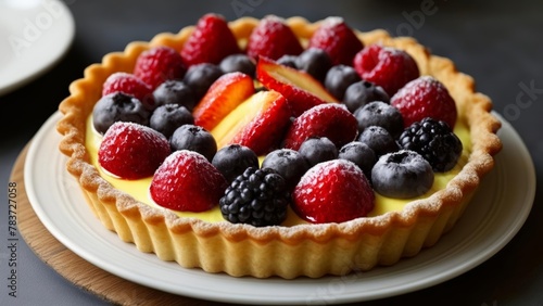  Delicious fruit tart ready to be savored