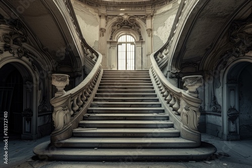 Grandiose Baroque stairway leading. Historic art. Generate Ai