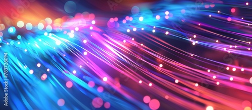 Macro shot showcasing vibrant colors of fiber optic strands in extreme close-up