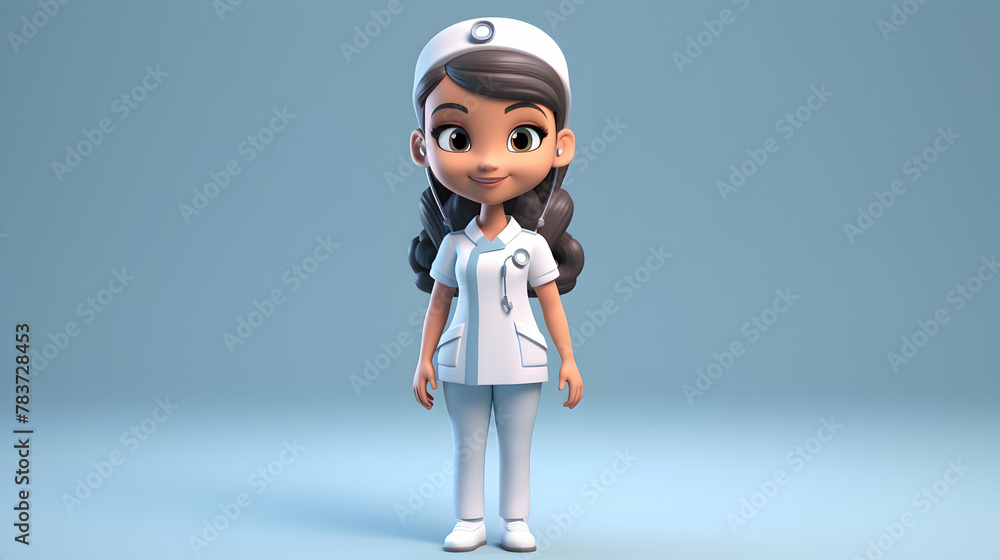 A 3D rendering capturing the dedication of a nurse character, A 3D rendering capturing the dedication of a nurse character,