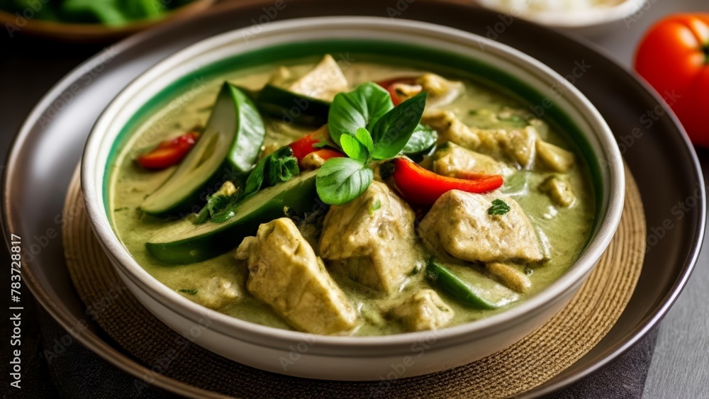 Delicious Thai Green Curry with Vegetables and Chicken Delicious Thai Green Curry with Vegetables and Chicken