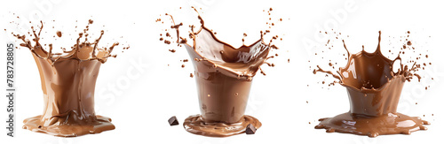 Chocolate milk splashing  isolated on a transparent background.

