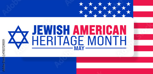 May is Jewish American Heritage Month background design template with united state and Israel Jewish flag. use to background, banner, placard, card, and poster design template. vector illustration