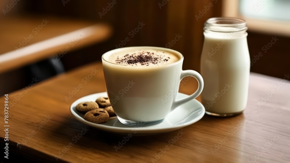  Delightful morning coffee with milk and cookies