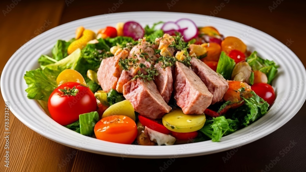 Deliciously fresh salad with a twist of ham Deliciously fresh salad with a twist of ham