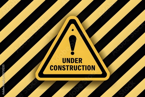 Underconstruction sign background, black yellow stripes, warning caution vector