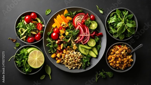  Fresh and vibrant salad bowls ready to be enjoyed photo