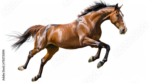 Horse jumping isolated on white background