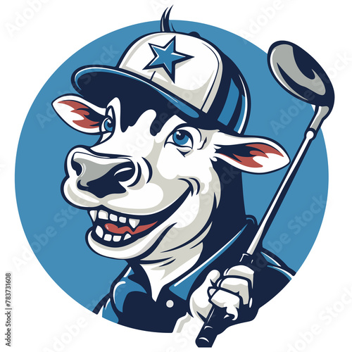  Funny Cow Playing Golf 