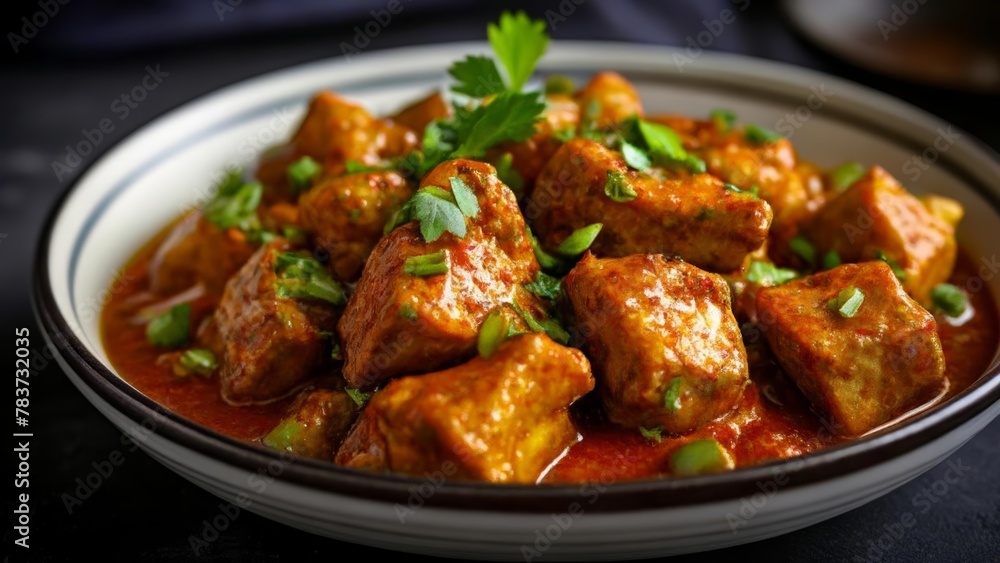 Deliciously spiced meatballs in a rich sauce ready to be savored Deliciously spiced meatballs in a rich sauce ready to be savored