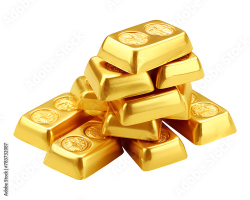 Gold bars isolated on transparent background, chinese new year festival. PNG