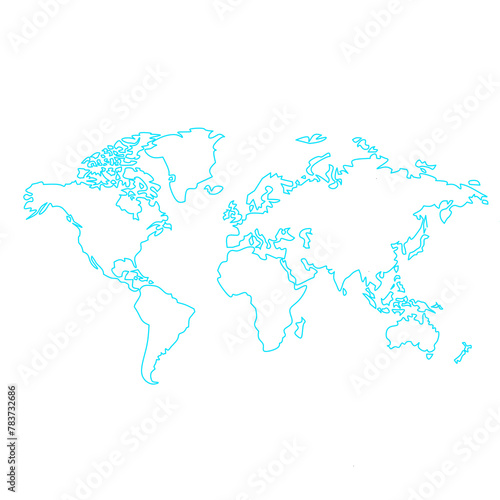  Discover the world in style with this captivating blue outline art world map. PNG background removed. Perfect for travel enthusiasts and modern decor. 