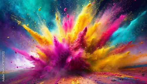 Colorful Commotion: Dust Explosion Abstract for Holi Fest photo