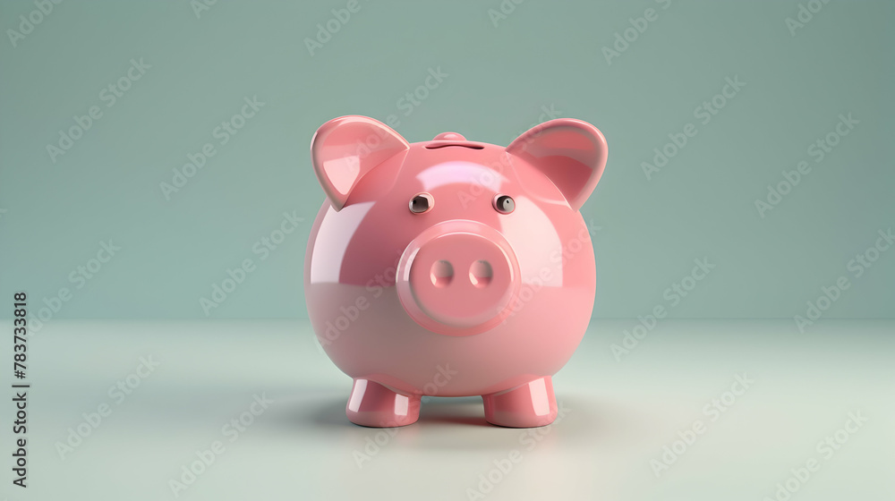A 3D rendering of a cartoon-style piggy bank, A 3D rendering of a cartoon-style piggy bank,