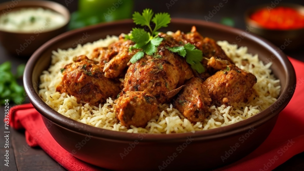 Deliciously spiced meatballs on a bed of fluffy rice Deliciously spiced meatballs on a bed of fluffy rice