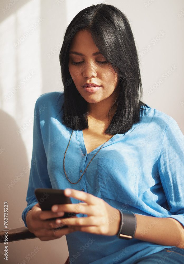 Smartphone, typing and woman on couch for communication, social media or mobile app in living room. Home, relax and female person with phone on sofa for networking, browsing internet or website blog Smartphone, typing and woman on couch for communication, social media or mobile app in living room. Home, relax and female person with phone on sofa for networking, browsing internet or website blog