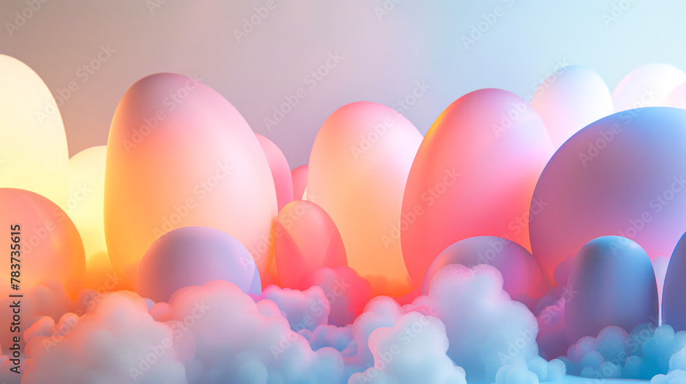 Colorful Abstract Easter Eggs Display with Vibrant Pastel Tones