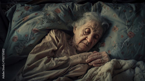 A conceptual image showcasing a person's face covered, denoting sleep and possibly aging
