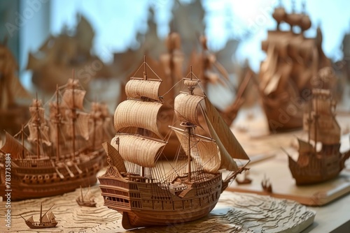 Formidable Battle wooden ship sea. Water ocean travel. Generate Ai