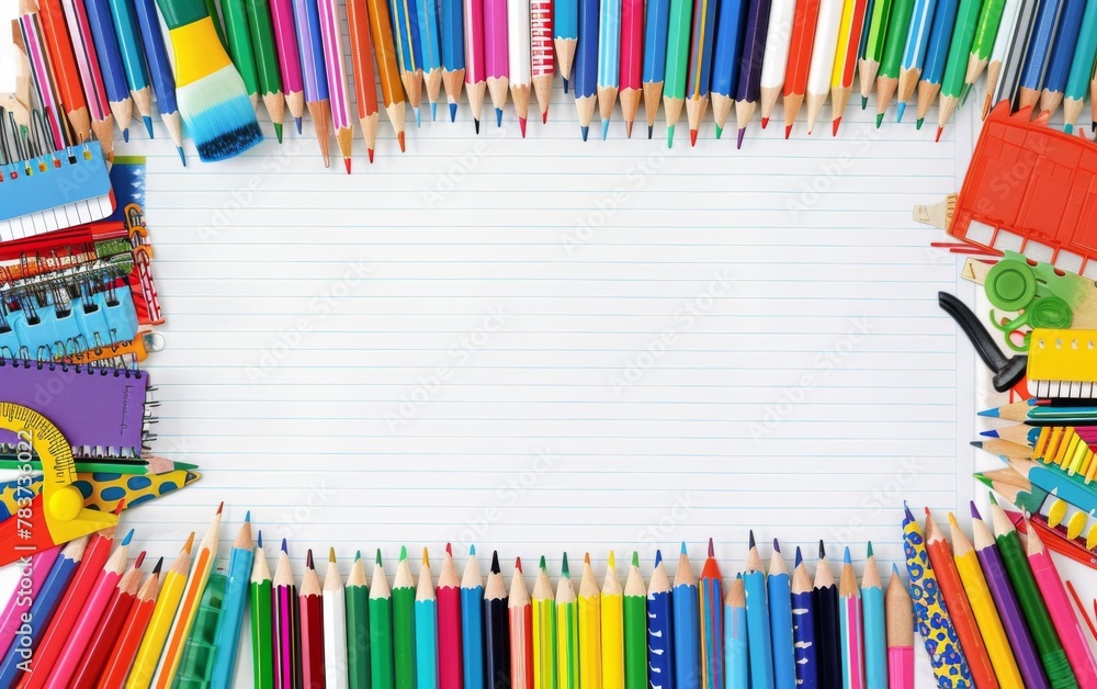 Fototapeta premium Assortment of coloured pencils with shadow on white background