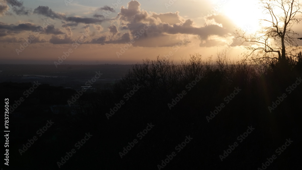 Moments of sunset on the hill