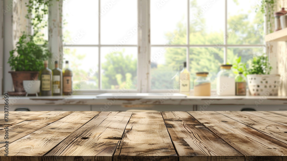 Empty wooden desk in the kitchen. Empty wooden desk in the kitchen.
