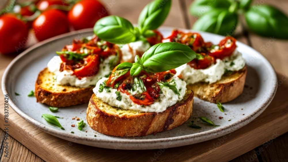  Delicious Bruschetta with fresh basil and cherry tomatoes